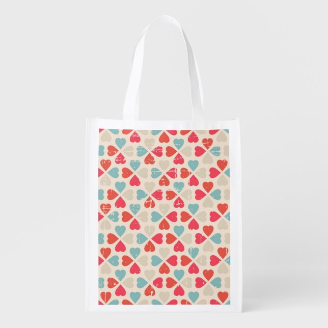 Retro Valentine's Day Pattern Grocery Bag (Front)