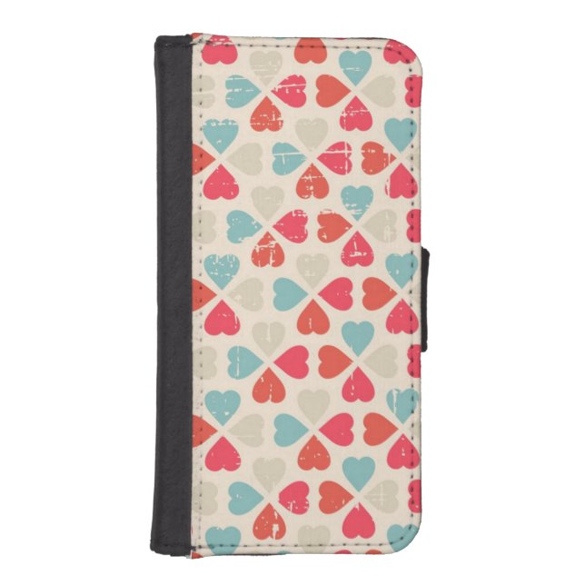 Retro Valentine's Day Pattern iPhone Wallet Case (Front)