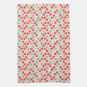 Retro Valentine's Day Pattern Kitchen Towel