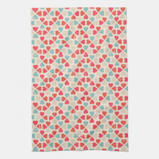 Retro Valentine's Day Pattern Kitchen Towel