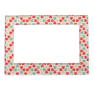 Retro Valentine's Day Pattern Magnetic Photo Frame