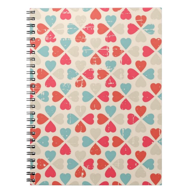 Retro Valentine's Day Pattern Notebook (Front)