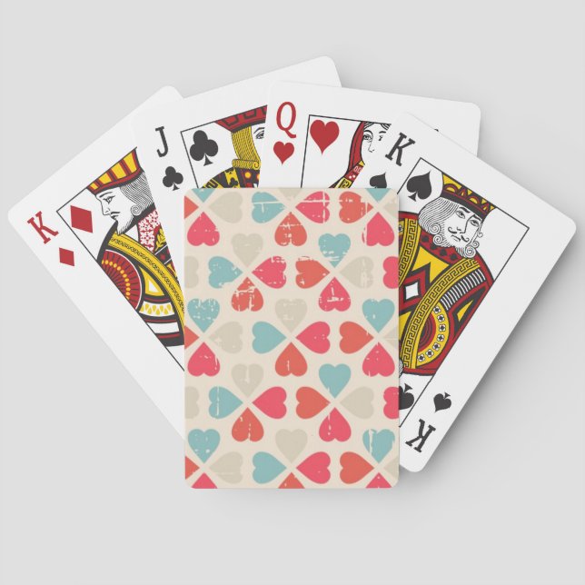 Retro Valentine's Day Pattern Poker Cards (Back)
