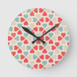 Retro Valentine's Day Pattern Round Clock