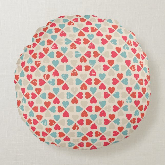 Retro Valentine's Day Pattern Round Pillow (Front)