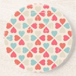 Retro Valentine's Day Pattern Sandstone Coaster