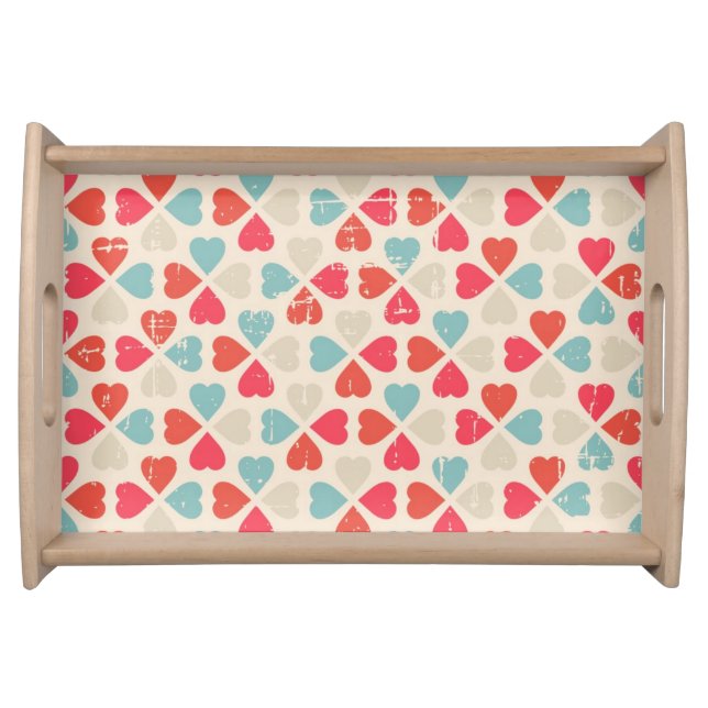 Retro Valentine's Day Pattern Serving Tray (Front)