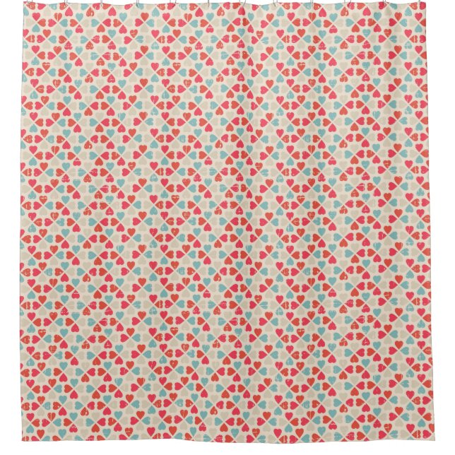 Retro Valentine's Day Pattern Shower Curtain (Front)