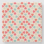 Retro Valentine's Day Pattern Stone Coaster