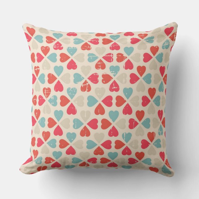 Retro Valentine's Day Pattern Throw Pillow (Front)