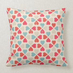 Retro Valentine's Day Pattern Throw Pillow