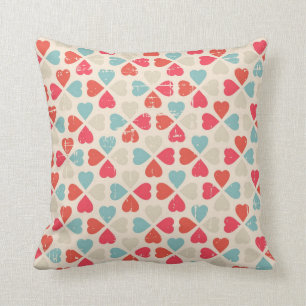 Retro Valentine's Day Pattern Throw Pillow