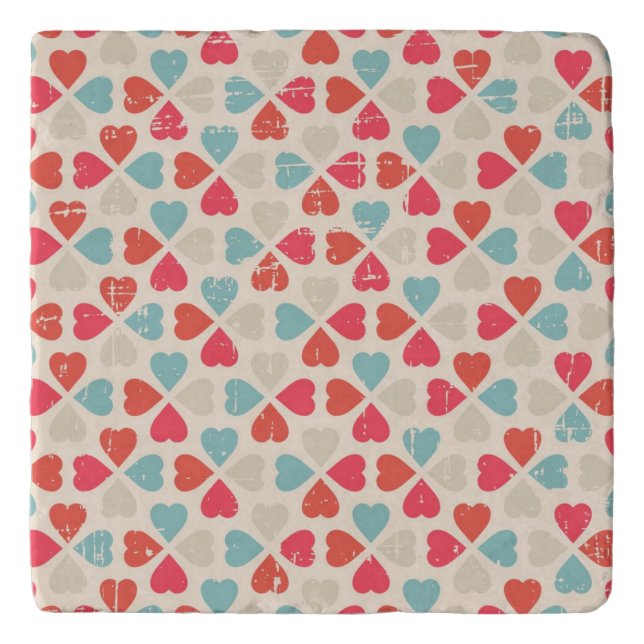 Retro Valentine's Day Pattern Trivet (Front)