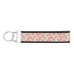 Retro Valentine's Day Pattern Wrist Keychain