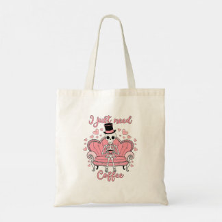 Retro Valentine's Day Skeleton Coffee Drinker Tote Bag