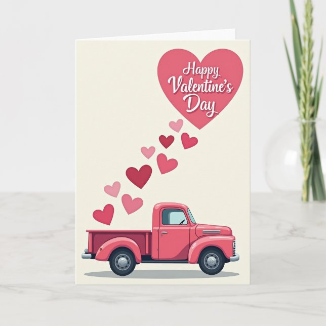 Retro Valentines Day Truck Card (Front)
