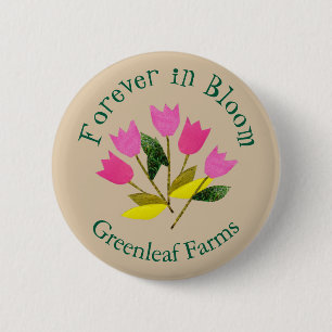 Retro Valentine's Day Tulips Business Florist Button