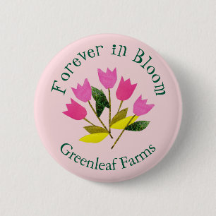 Retro Valentine's Day Tulips Business Florist Button
