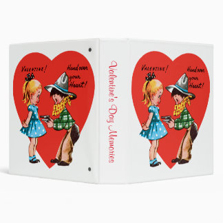 Retro Valentine's Day, Vintage Cowboy with Girll 3 Ring Binder