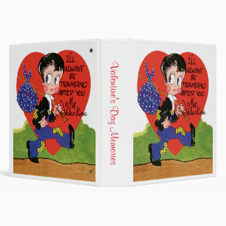 Retro Valentine's Day, Vintage Hobo Boy Heart 3 Ring Binder