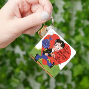 Retro Valentine's Day, Vintage Hobo Boy Heart Keychain