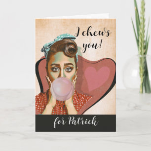 Retro Valentines for Husband Lady Chewing Gum Card
