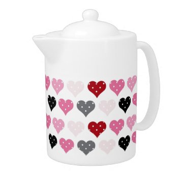 Retro Valentine's Hearts Teapot by Home_Sweet_Holiday at Zazzle