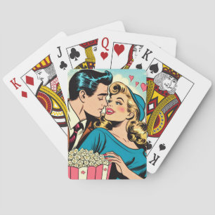 Retro Valentine's Love Couple Comics Poker Cards