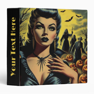 Retro Vampire Girl 3 Ring Binder