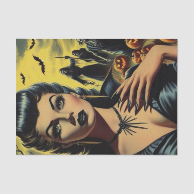 Retro Vampire Girl Tissue Paper (Front)