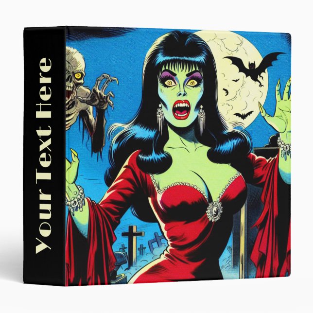 Retro Vampire Woman Comics 3 Ring Binder (Front/Spine)