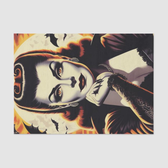 Retro Vampire Woman Tissue Paper (Front)