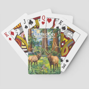 Retro Van Gogh Redwood National Park Wildlife Elk Poker Cards