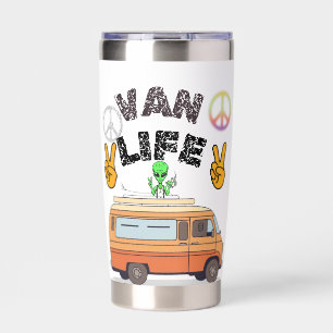 Retro van life alien camper peace sign design insulated tumbler