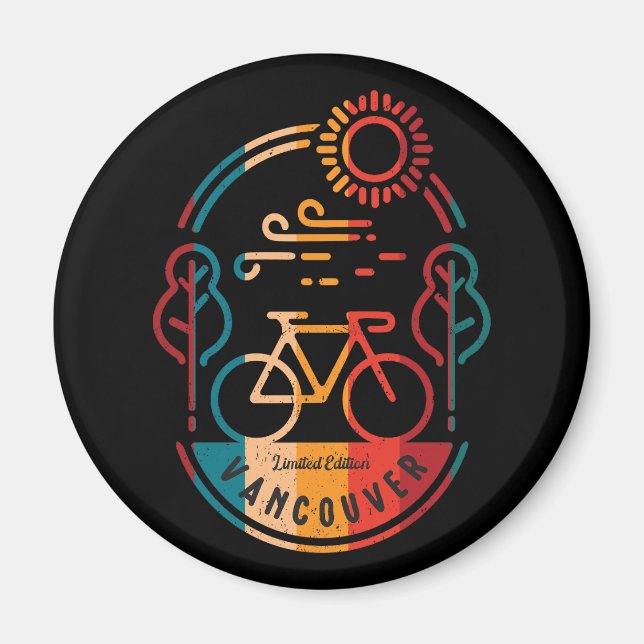 Retro Vancouver Bike Trail. Magnet (Front)