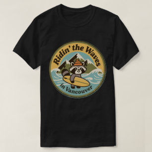 Retro Vancouver Surfing Raccoon T-Shirt