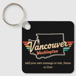 Retro Vancouver Washington State Keychain
