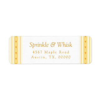 Retro Vanilla Yellow Heart Stripes Bakery Label