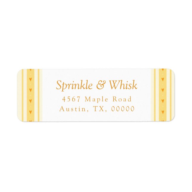 Retro Vanilla Yellow Heart Stripes Bakery Label (Front)