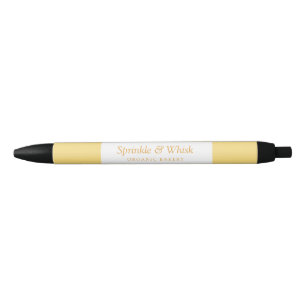 Retro Vanilla Yellow Heart Stripes Bakery Pen