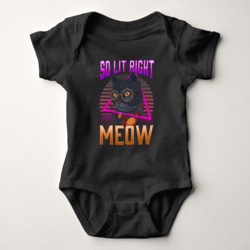 Retro Vaporwave Cat Sunset Aesthetic Rave Music Baby Bodysuit