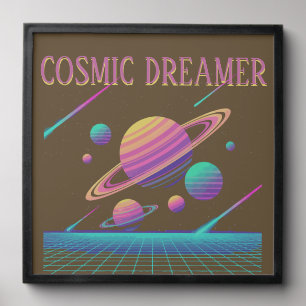 Retro Vaporwave Planets Synthwave Peel And Stick Photo Tile