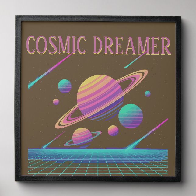 Retro Vaporwave Planets Synthwave Peel And Stick Photo Tile (Front Set)