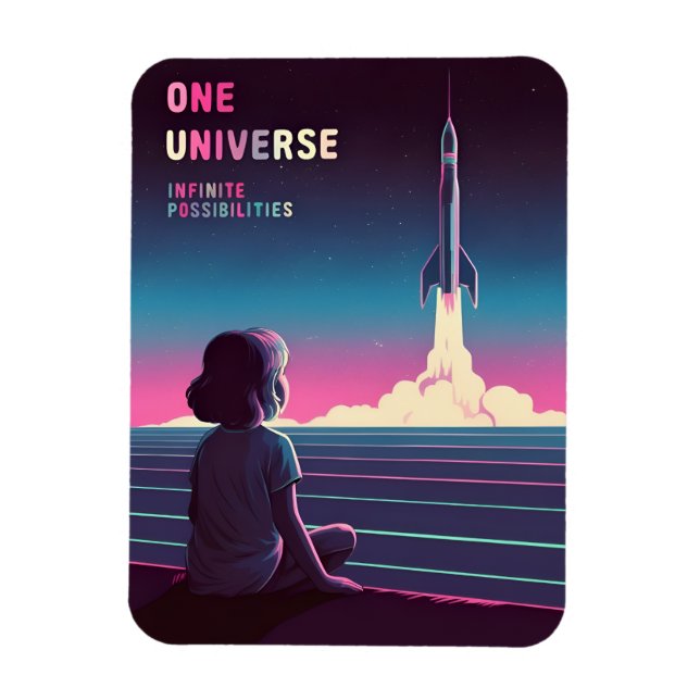 Retro Vaporwave Science Learning Space Exploration Magnet (Vertical)