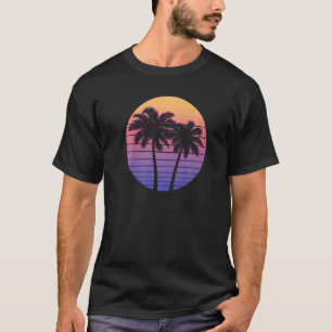 Retro Vaporwave Sunset Palm Trees Summer 1980s 199 T-Shirt