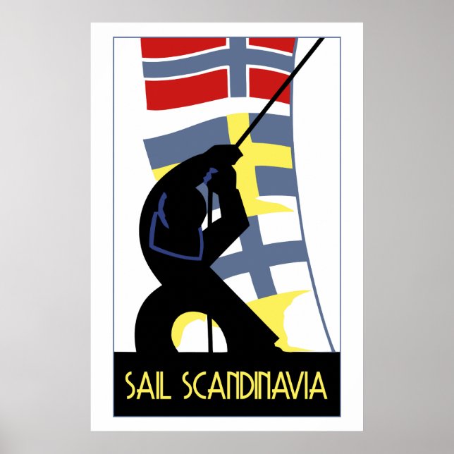 Retro vector art deco style Sail Scandinavia Poster (Front)