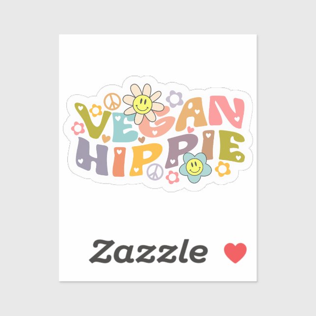 Retro Vegan Hippie Lifestyle Sticker (Sheet)