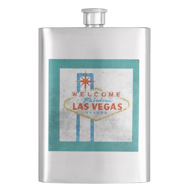 Retro Vegas Sign grunge Flask (Front)