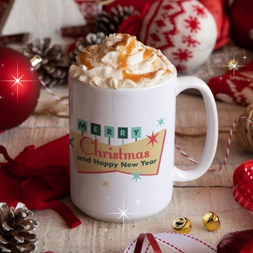 Retro Vegas Vibe Merry Christmas Joy to the World Coffee Mug