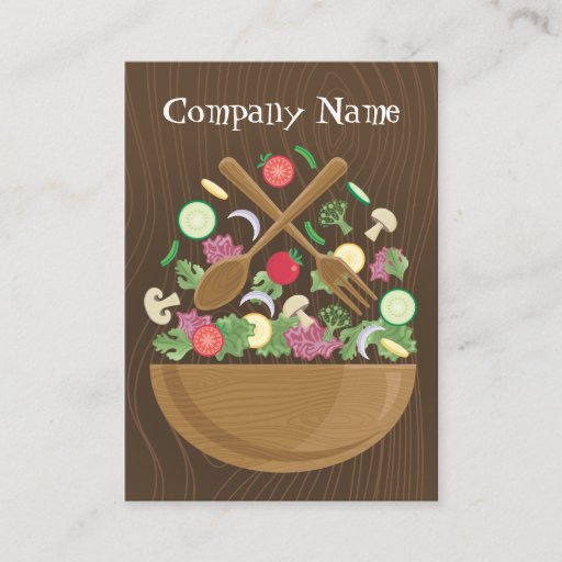 Customizable Retro Vegetable Bowl Business Card